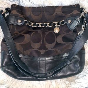 Brown and black coach bag